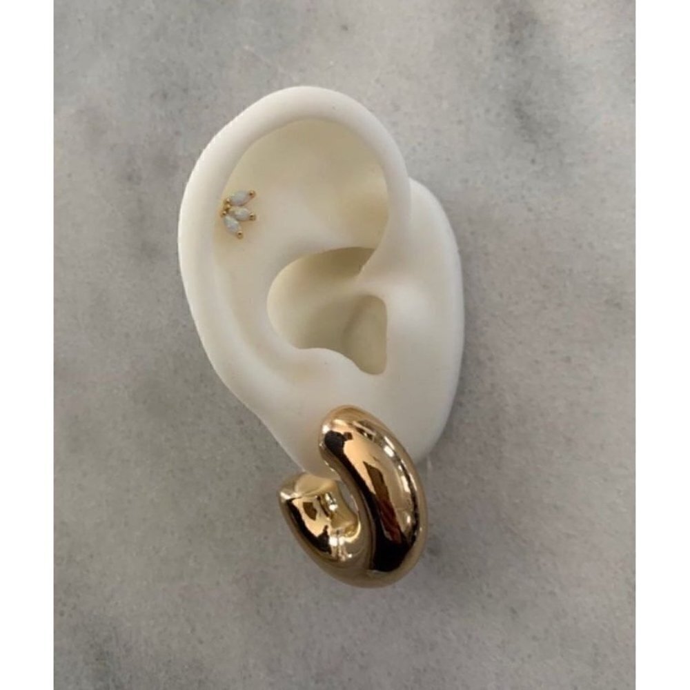 Gold Chunky Hoop Earrings Brand New - Picture 4 of 4